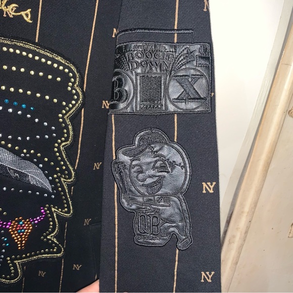 Avirex Classic Hoodie Size L Black Indian Chief Design & Arm Patches Zip Up NY - Picture 15 of 16